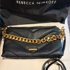 Rebecca Minkoff “Edie” Black Crossbody Bag with Gold Chain